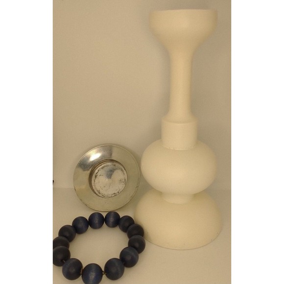 Aarikka Finland Candle Sticks Holders Set of 2 White Wood - Picture 4 of 12